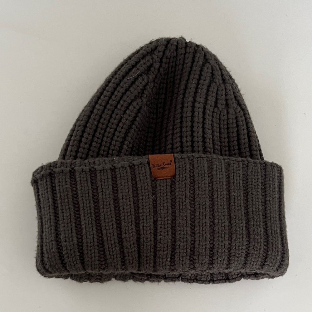 Britt’s Knits Women's Ribbed Fold-Over Beanie Hat - Dark Olive Green